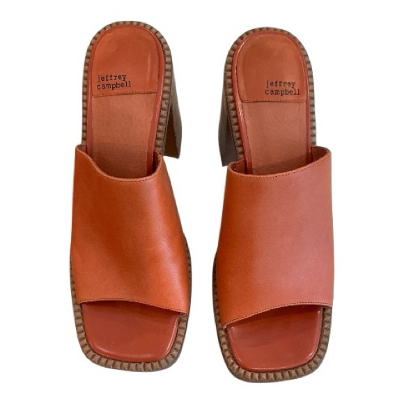 Jeffrey Campbell Orange Leather Platform Mules - Picture 2 of 3